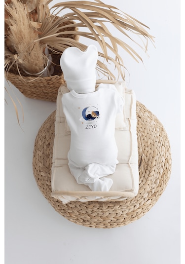 Bebewini Pamuk Baskılı 11'li İsimli Hastane Çıkışı M05 Ekru