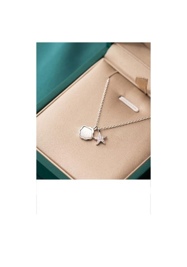 925 Ayar Gümüş Deniz Yıldız Ve Kabuk Kolye Kolye Kadınlar Için Hayvan Takı Kolyeler Altın - Gümüş