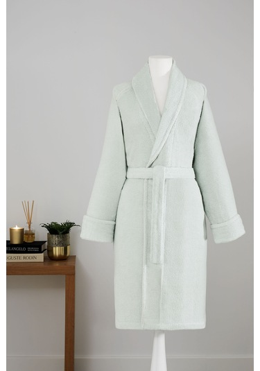 Sadem Organik Pine Şal Yaka Bornoz Açık Mint