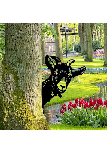 Tenfowee Bahçe Dekorasyonu Göz Atan Koyun Modeli Dış Mekan Metal Demir Çelik Bahçe Süs Eşyası Zırhlı Tabanlı Sokağıcı