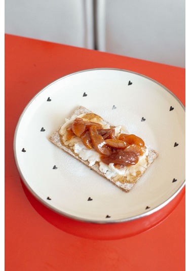 Black Cupid Emaye Sunum Tabağı Bej