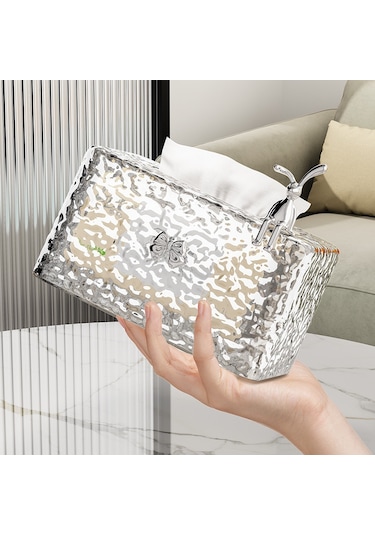 Kosona Ev Ofis Masaüstü Buz Desenli Şeffaf Plastik Mendil Kutusu - Tavşan Desenli, Dayanıklı, Kolay Erişimli Saklama Kutusu