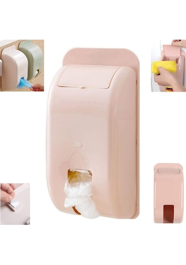 Sunup Sn-27113 Duvara Monteli Çöp Poşeti Saklama Kutusu Pembe