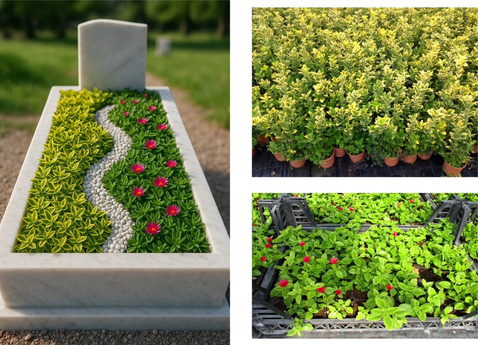 Mezar - Kabir Bitki Seti - 60 Adet 2 Çeşit Kalıcı Bitki Sarı Gol