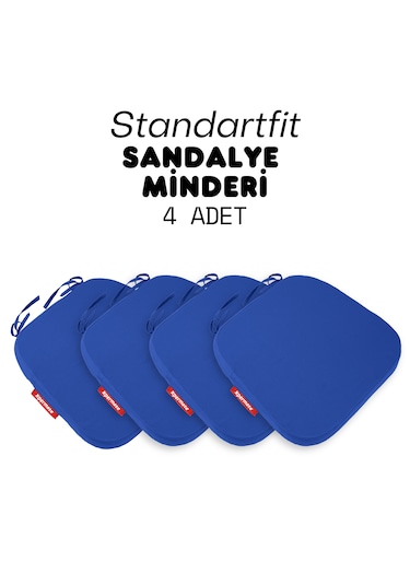 Xpermate 4'lü Standartfit Oval Sandalye Minderi 42x42x5 Mavi