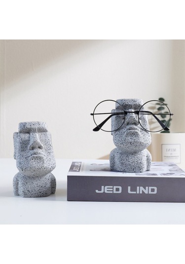 Neevoyu Easter Island Heykeli Desenli Reçine Gözlük Tutucu Ve Ev Dekorasyonu - Sanatsal, Hafif, Çok Amaçlı Masaüstü/perde Üstü Süs Eşyası