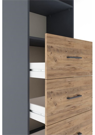 Hyperion Dolap 2 Raflı 3 Çekmeceli 60x44x182 Antrasit-çam Antrasit