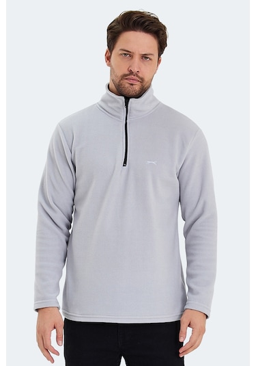 Slazenger Sanne In Erkek Dik Yaka Fermuarlı Gri Polar Gri