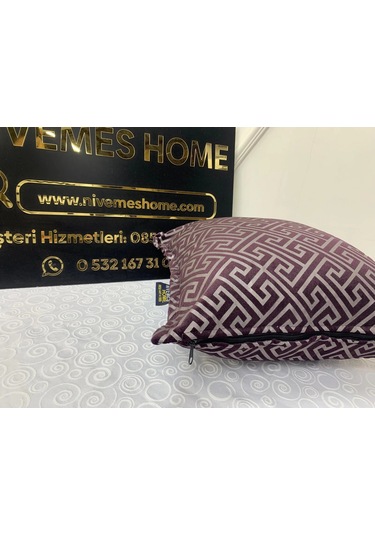 Nivemeshome Monet Zigzag Elyaf Dolgulu Kırlent Mürdüm 45 X 45 Mürdüm