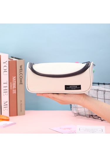 Tuomeng Yeni Kore Tarzı Basit Düz Renk Büyük Kapasiteli Çok Fonksiyonlu Yastık Kalem Kutusu