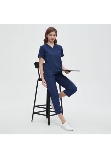 Suntek Kadın Scrubs Seti V Yaka Hemşire Güzellik Salonu Spa L