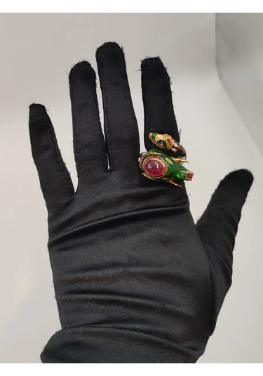 925 Ayar Gümüş Mine İşlem Yüzük 248 Altın