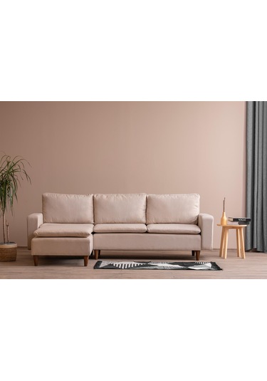Lungo Modüler Köşe Koltuk Takımı L Koltuk - Krem Keten Krem