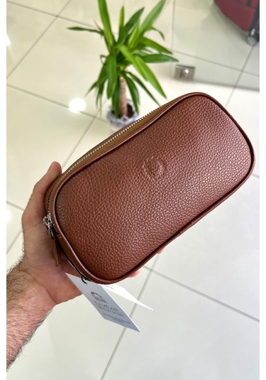 Empiero Mat Taba Hakiki Deri Çift Fermuarlı El Çantası El Geçmeli Mat Taba