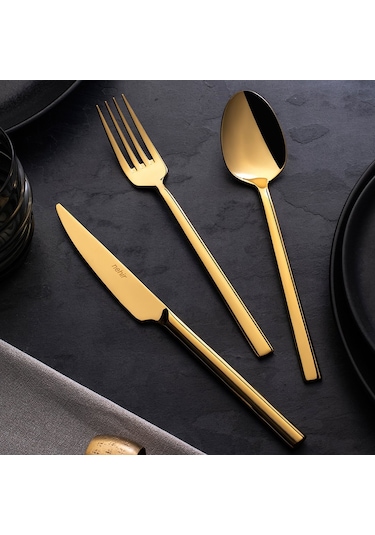 Nehir Dalyan Titanium 36 Parça Çatal Kaşık Bıçak Takımı Gold