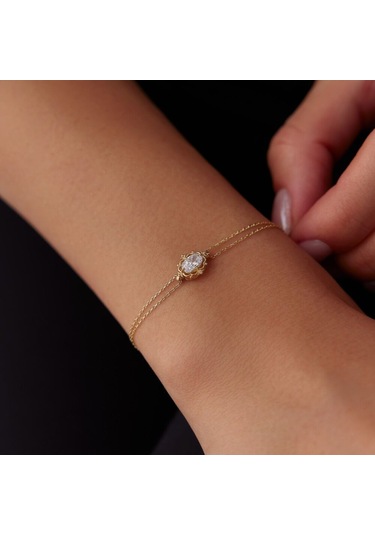 14 Ayar Altın Vintage Bileklik 17+2 Cm Yeni T14293 Renkli