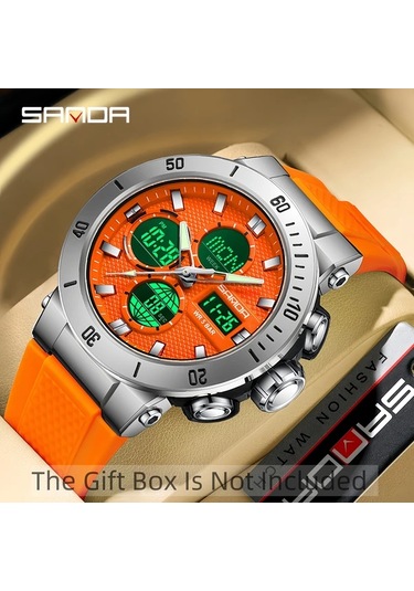 Oldfriend Sanda Yeşil Erkek Spor Saati Çift Ekran Su Geçirmez Koşu Alarm Takvim Diğer