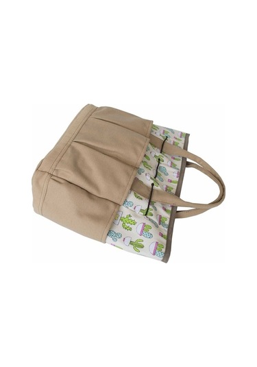 Pazly Çok Cepli Kaktüs Desenli Bahçe Aletleri Taşıma Çantası - Dayanıklı Kumaş Organizatör Kahverengi Kahverengi