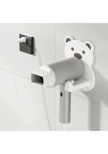 Lichen Fön Tutucu, Punch Yok, Saç Kurutma Makinesi Rafı, Banyo Beyaz