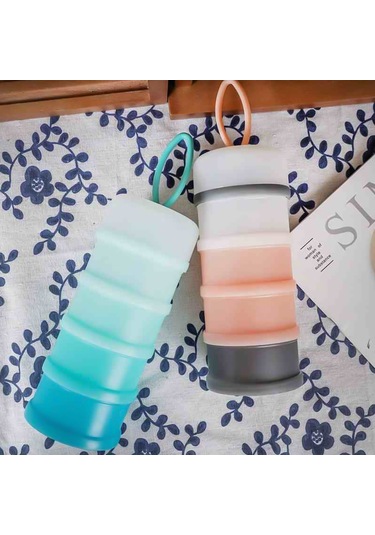 Yaozixa Mavi Bebek Süt Tozu Dağıtıcı - 4 Bölmeli 50g Her Bölme - Yiyecek Grubu Pp Malzeme - Taşınabilir Konik Açık