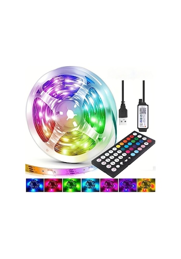 App Kontrollü Ve 44key Uzaktan Kumandalı 5050rgb Parti Atmosferi Işıkları 44key -15m