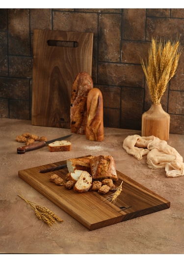 Hıcowood Doğal Ceviz 2'li Kesme Sunum Tahtası Seti -Lazerle İsim/Söz Yazılır