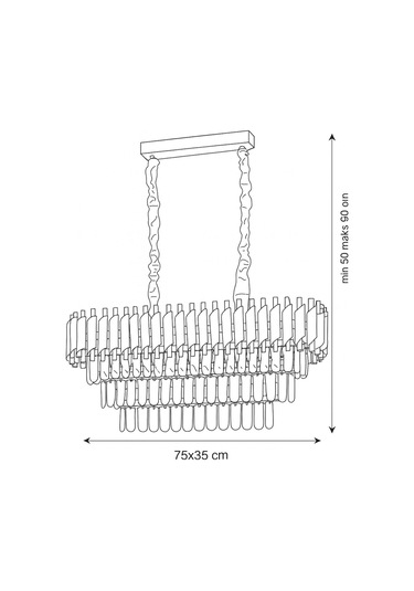Palmira 75x35 Cm'lik 3 Katlı Prizma Kesim Kristal Taşlı Lüks Avize 6'lı - Gümüş-yaldız Gümüş-Yaldız