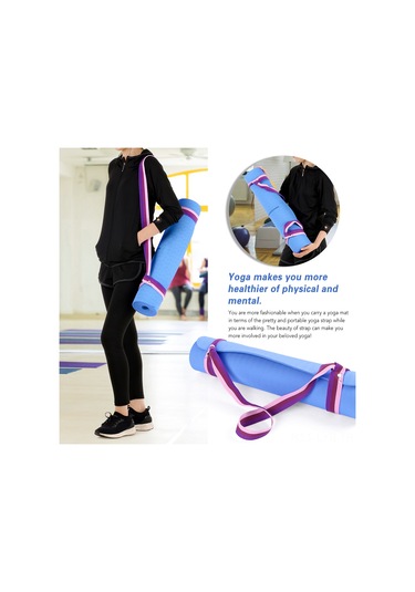 Ranyeek Tomshoo Mavi Tpe Yoga Matı 183x61x0.6cm - Vücut Hizalama Çizgileri, İki Yönlü Kaymazsız, Taşınabilir Set Çantası Ve Kayış İle Mavi