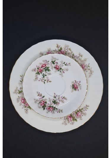 Lavender Rose Bone China Antika Duble Boy Kahve Fincanı 3 Parça 180 Ml Beyaz - Lavanta