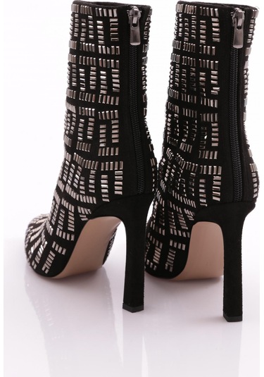 Dgn 286 Kadin Topuklu Bot Siyah Platin