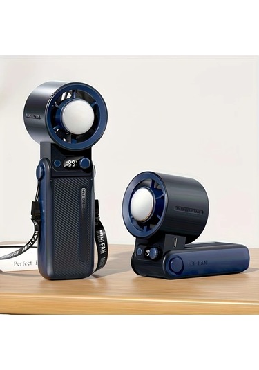 Xuweiwei Siyah Yüksek Hızlı Soğutmalı El Tipi Fan Led Ekranlı Taşınabilir Hafif Açık Hava Kamp Seyahat Yaz Serinletici Vantilatör