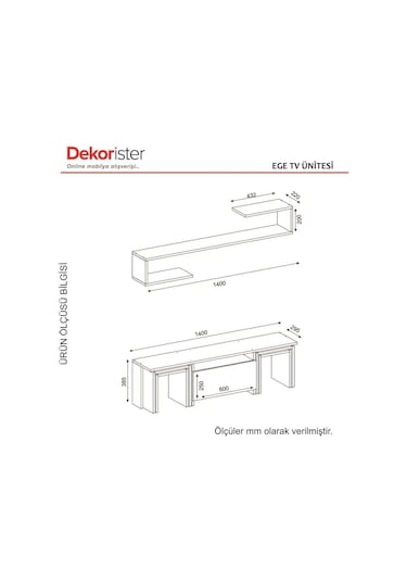 Dekorister Ege Tv Ünitesi Beyaz-Ceviz