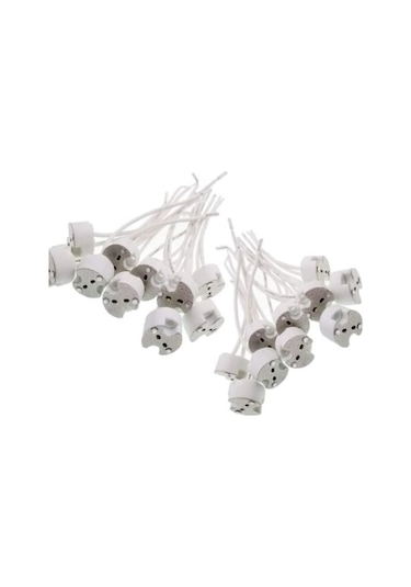 20 Adet G5.3 Seramik Kuvars Lamba Duyu Soketi Mumluk Silikon Kablo Halojen Lambalar, Led Lambalar İçin, Beyaz, 15 Cm