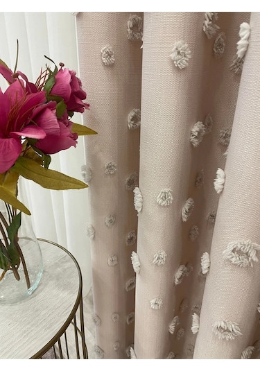 Brillant Carla Puffy Püsküllü Perde İstenilen Tüm Ölçülerde Bej Bej