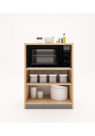 Floradesign Wen80 Çok Amaçlı Dolap /fırın Dolabı /mutfak Organizeri Meşe+antrasit