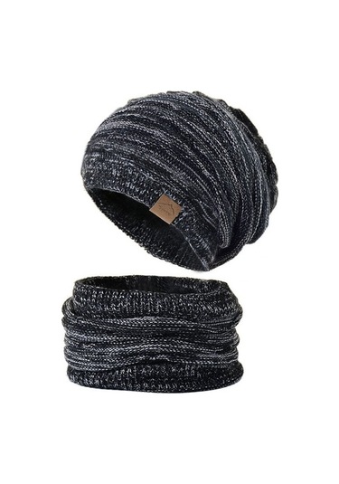 Kadınlar İçin Şık Ve Sıcak Kışlık Bere Şapka Atkı Seti, Soğuk Havalara Özel Kombin Siyah