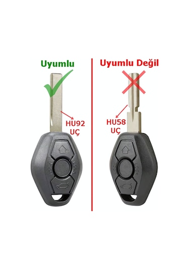 Bmw E46 E60 E90 X3 X5 Uyumlu 3 Tuşlu HU92 Uçlu Anahtar Kumanda Kabı