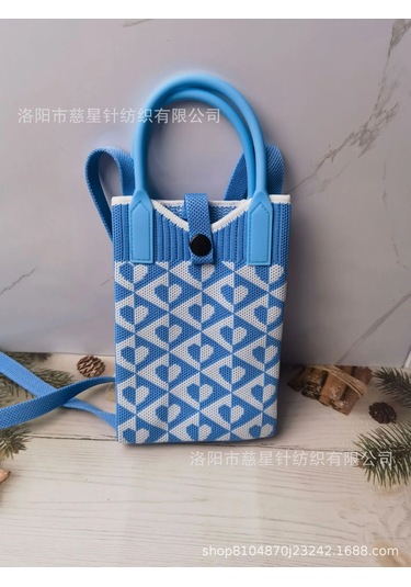 Yaz Sıcak Satış Sezon Örme Küçük Kare Çanta Kaliteli Çanta Crossbody Cep Light Blue Stitching Love Mavi