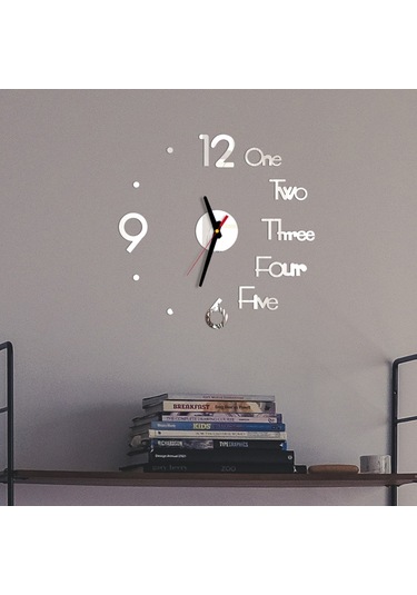 Springsun Akrilik 3d Otomatik Kapaklı Sessiz Duvar Saati - Modern Tasarım, Ev Ve Ofis İçin, Gümüş Renk Renkli