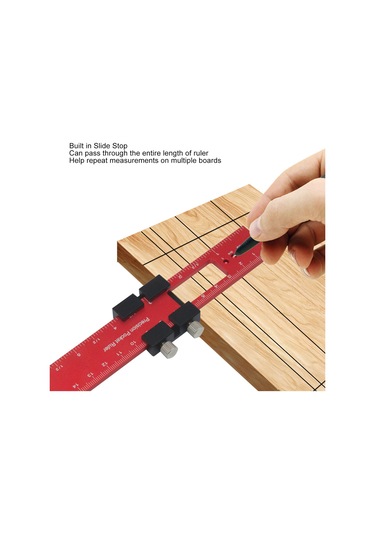 Symbee Alüminyum Ahşapçılık Cetveli 160mm, Kaydırmalı Durdurucu, Keskin Ölçekler, Hassas İşleme, Tahta İşleme Araçları