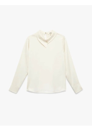 Koton Asimetrik Yaka Saten Kırık Beyaz Kadın Bluz 6wak60097uw KIRIK BEYAZ