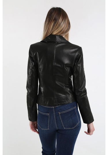Derinss Dka1202 Hakiki Deri Kadın Siyah Mont