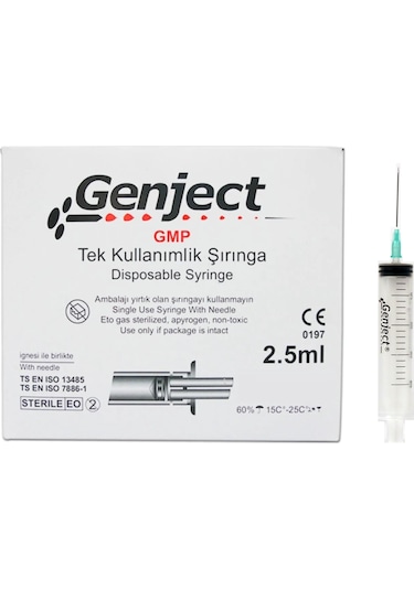 Genject 2,5 CC 3 Parça 21G Yeşil 38 MM 250 ADET
