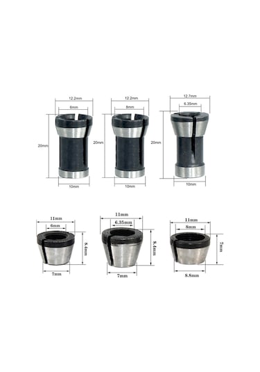 Aubyhe 8 Parça Kesici Uyumlu Dönüştürme Bağlantıları - Karbon Çelik, Hassas Tasarım, Kolay Kurulum 6mm, 1/4, 8mm