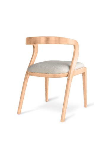 Akrep Beyaz Kumaş Natural Ahşap Sandalye