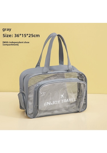 Konesam Gri Pvc Su Geçirmez Seyahat Organizer - Islak Ve Kuru Bölmeli, Büyük Kapasiteli, Ayakkabı Bölmeli Makyaj Ve Tuvalet Malzemeleri Çantası