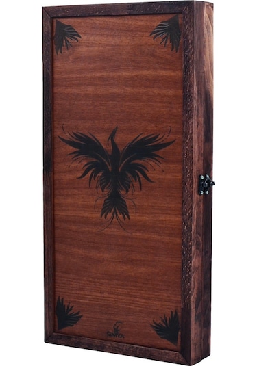 Simya Figür Tavla Anka Kuşu (Ceviz Kaplama)