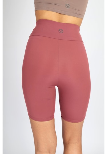 Soft&Basic Kadın 2'li Bıker Toparlayıcı Esnek Kısa Spor Tayt Antrasit-rose