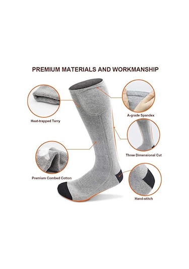 Geeroyoo Kumaş Isıtıcı Çoraplar, Winter Spor İçin Usb Şarjlı, Tip C Pil Kutusu İle, Gri-mavi, Erkek/kadın, Ski Ve Bisiklet Yürüyüşleri İçin Isı Sağlar Çok Renkli