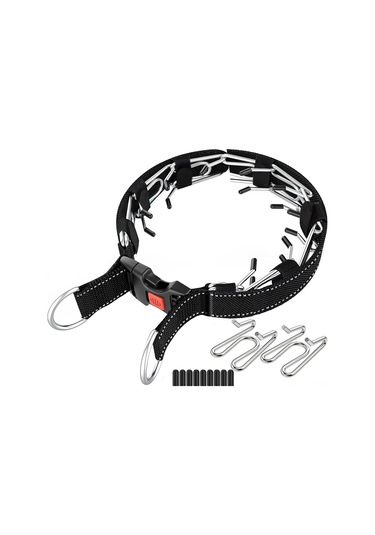 Geeroyoo Kişiselleştirilebilir, Hızlı Çıkarılabilir, Sürdürülebilir Köpek Eğitim Tasması - Paslanmaz Çelik Ve Nylon Siyah